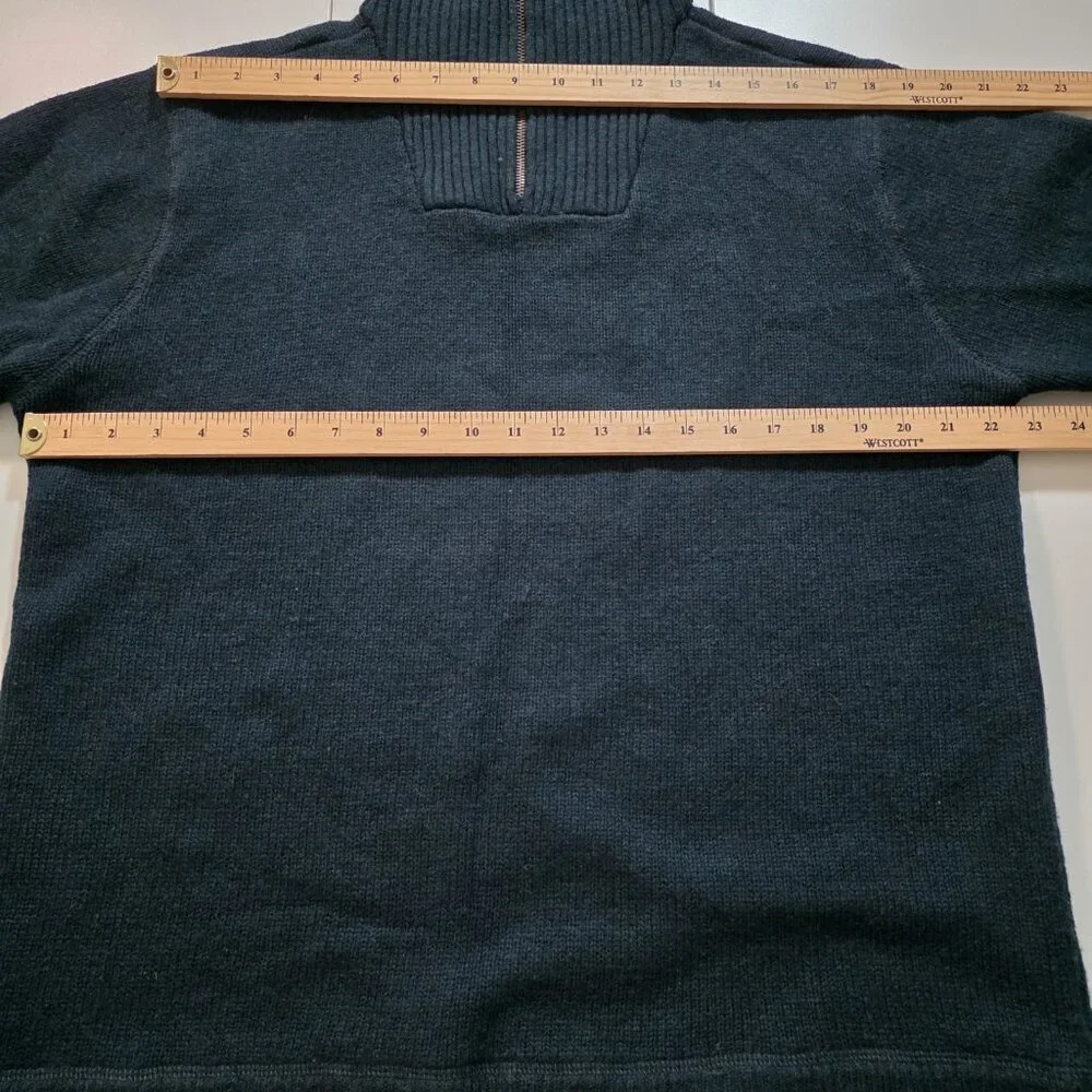 Irelands Eye 1/4 Zip Sweater Men XL Heathered Teal Gray Wool LS Cottage Outdoor